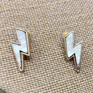 Lightening Bolt Abalone Stone Earrings